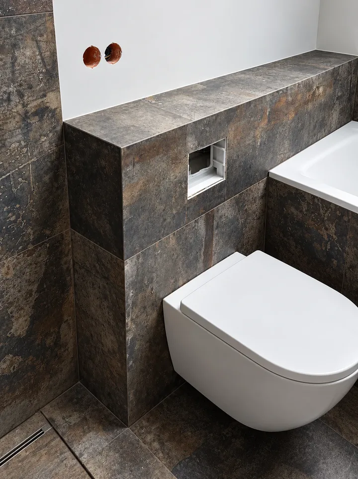 Obudowa stelaża WC w ciemnych płytach